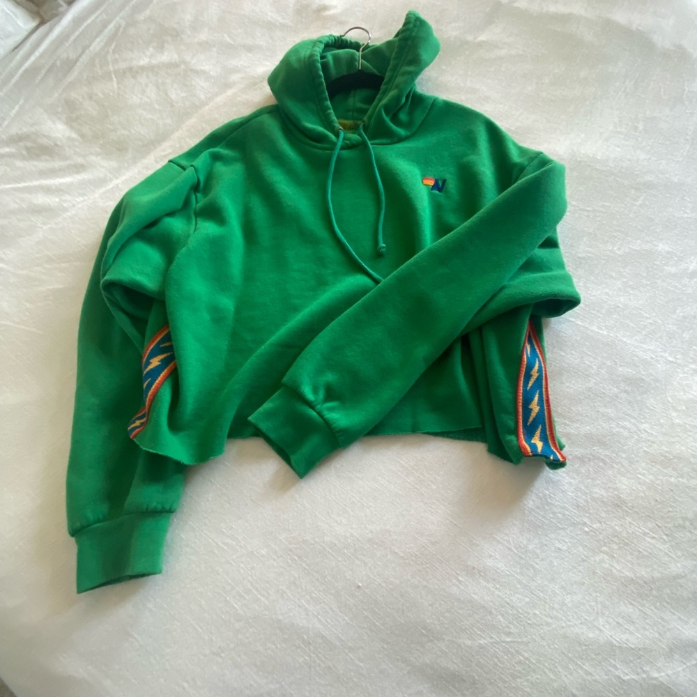 Aviator Nation Green cropped hoodie